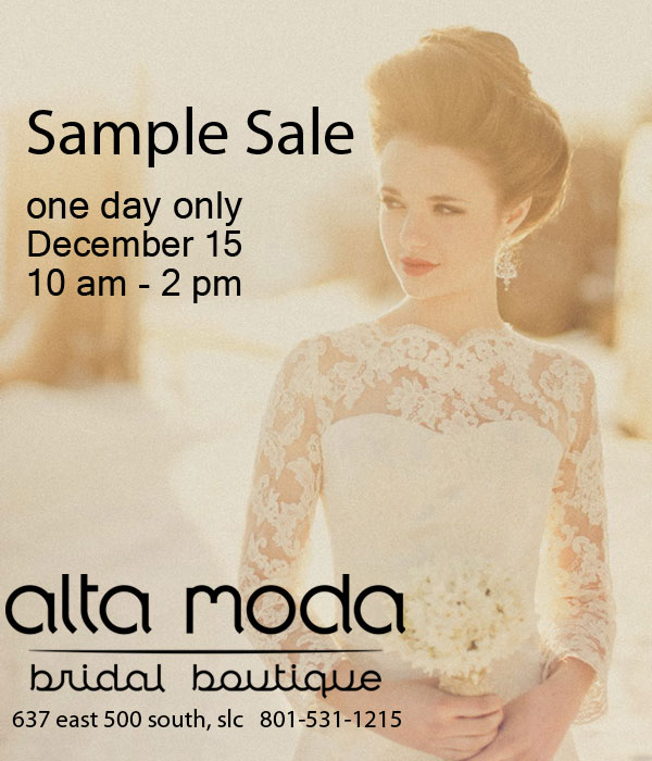 Bridal Gown Sample Sale - Salt Lake City Ut - Alta Moda Bridal